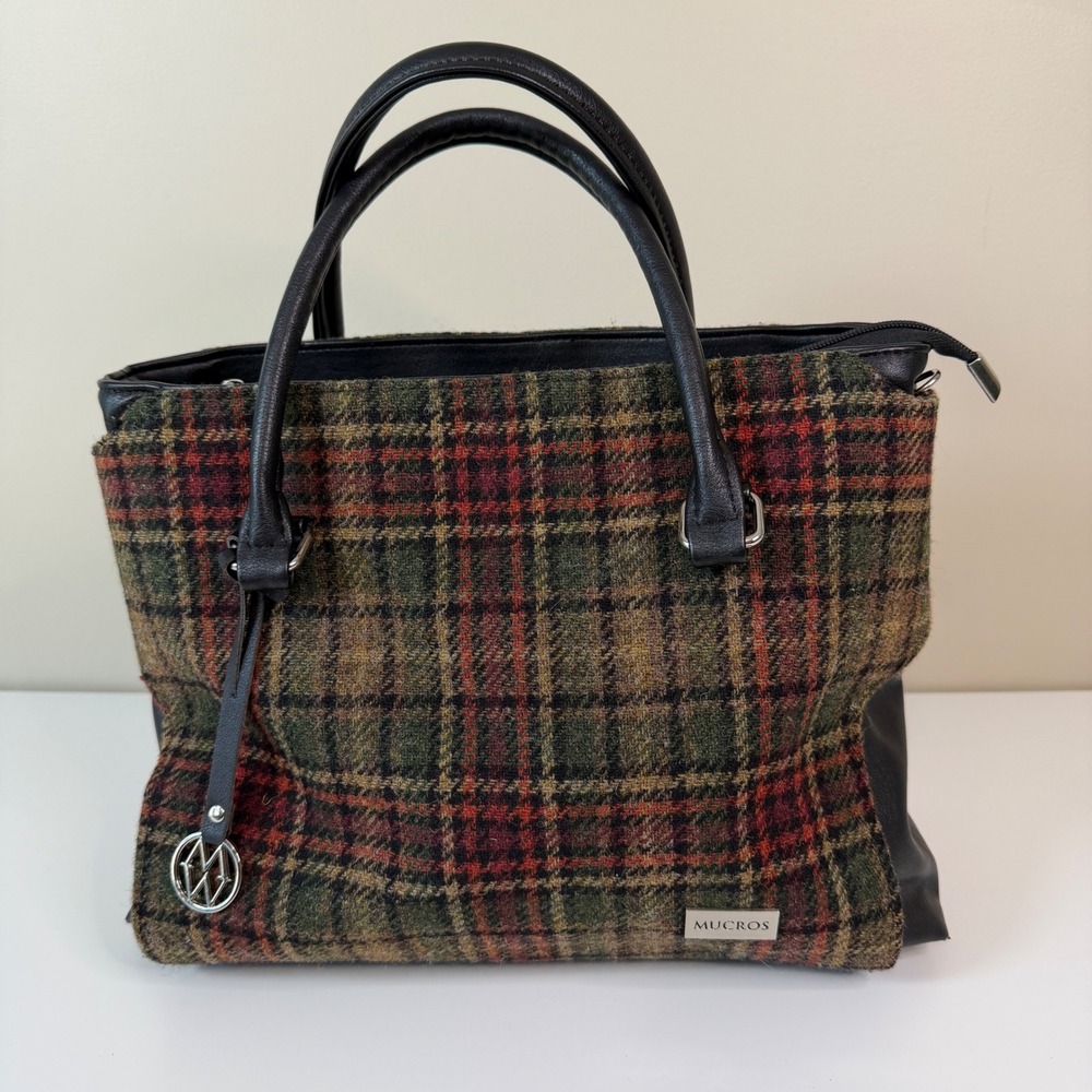 Mucros Weavers Handbag Womens OS Irish Wool Tweed Plaid Satchel Hand  Bag